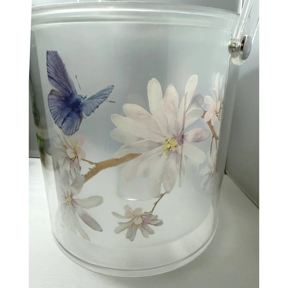 Vintage Ice Bucket Butterfly Bird Floral